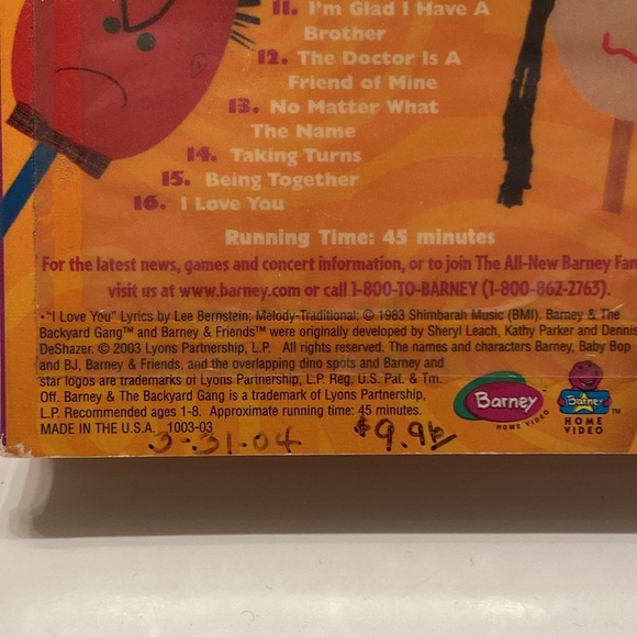 RARE- VHS Barney Happy Mad Silly
Sad Video Tape Face to Feelings - Picture 8 of 9